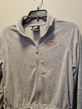 Moving Sale! Nike Light Gray Full-Zip Jacket with Red Logo Patch